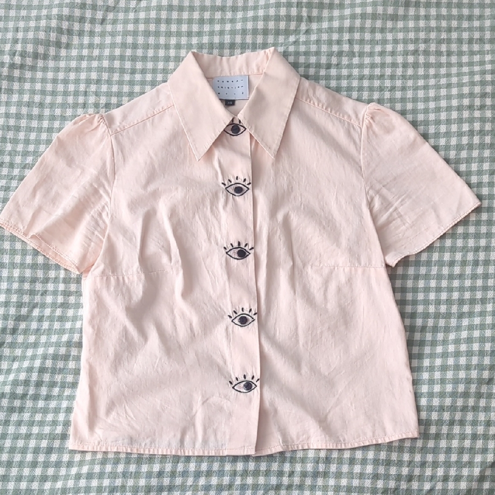 Hannah Kristina Metz Eye Button Down Pink XS